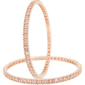 Ratnavali Jewels CZ Zirconia Gold Tone Red White Diamond Elegant Bollywood Indian Bangles Jewelry Women