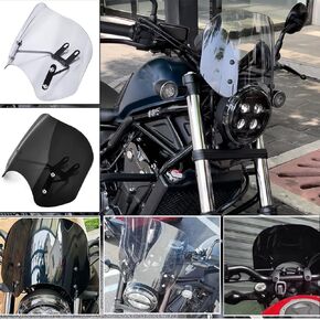 Motorcycle Windshield WindscreenModification Parts Windscreen Windshield Wind Deflector compatible with for Ho-nda Rebel CMX 300 CMX 500 2017 2018 2019 2020 2021 2022 2023 2024 (Smoke)