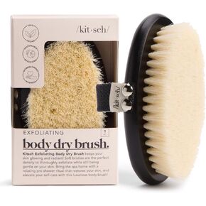 Kitsch Exfoliating Body Scrubber - Soft Vegan Bristle Dry Brush for Sensitive Skin | Gentle Back Scrubber Shower Brush | Dry Brushing Body Brush | Shower Scrubber for Body Exfoliator & Massage, 1count