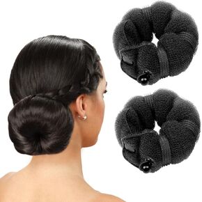 Goldrose Beauty BUN Hot Hair Bun Maker 2 Pieces Hair Styling Styler Doughnut Donut Hot Buns For Hair Bun Maker Curler Accessory Small & Large (Black)