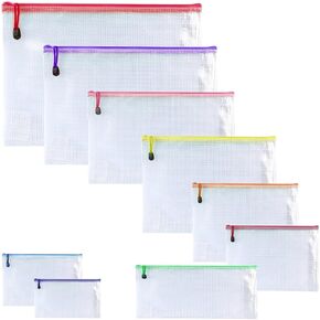 Oaimyy-Multisize Mesh Pouch Bag, Multicolor Zipper Bags for Organizing Storage, File Bags for Toys, Puzzles & Games, Board Games and Office Supplies (9 Sizes, 9 pcs)