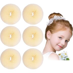 Extra Hair Donut Bun Maker for Kids, Ring Style Bun, 6PCS Chignon Hair Small Doughnut Shaper for Short and Thin Hair (Small, 2.5 Inch/Black）