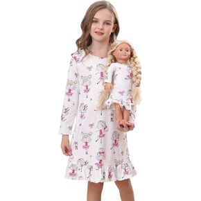 Bow Dream Toddler Girls Casual Dress and Matching American Girl Doll Clothes for Girls Party Birthday