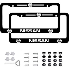2 Pack Aluminum Alloy License Plate Cover Front Metal for Honda License Plate Frames with Chrome Screw Caps & 2 Holes (CAR05)