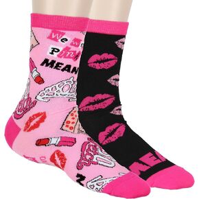 Mean Girls Women's We Wear Pink So Fetch 2 Pack Crew Socks