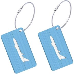 AKOAK 2 Pcs Aluminum Alloy Airplane Luggage Tag and Travel Bag Tag (Rose Gold)