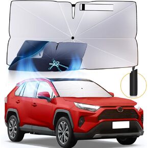 Windshield Sun Shade Umbrella: Fit for Toyota RAV4 2019 2020 2021 2022 2023 2024 - Front Car Window Shades - Double Thickened Foldable Automotive Sunshades Block UV Keep Cool
