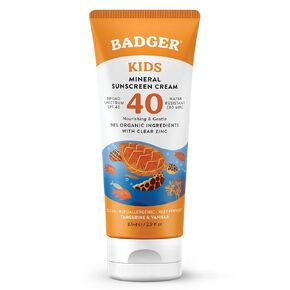Badger Kids Mineral Sunscreen Combo, SPF 40 Cream and SPF 35 Face Stick, Reef Safe Broad Spectrum Water Resistant with Zinc Oxide, Tangerine and Vanilla