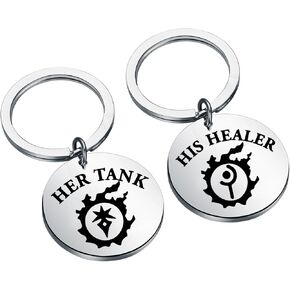 FAADBUK FF14 Inspired Keychain Video Game Lover Gift FF14 Merch His Healer Her Tank for Gamer