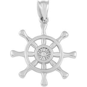 925 Sterling Silver Nautical Ship Steering Wheel Charm Pendant