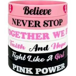 36PCS Breast Cancer Awareness Wristbands Bracelets – Pink Ribbon Party Favors Gifts Supplies Decorations