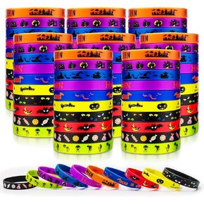 80 Pcs Halloween Silicone Bracelets - Halloween Trick or Treat Party Wristband - Halloween Gifts Prize Bracelets for Halloween Party Decoration Accessories Goodie Bag Fillers Kids Halloween Supplies