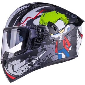 Full Face Motorcycle Helmet X9 with Inner Sun Visor and Bluetooth Ready Speaker Pockets DOT Approved Motorbike Moto Street Bike Racing Helmet(Storm Red, XL)