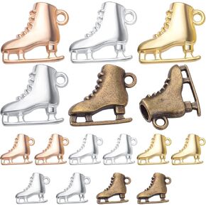 20 Pieces Ice Skates Shape Charms Tibetan Alloy Skates Dangle Pendants Craft Supplies for DIY Necklace Bracelet Jewelry Making Party Gifts, White Golden