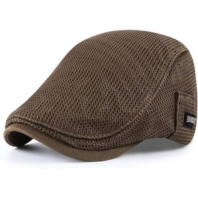 Elwow Men's Summer Mesh Newsboy Flat Cap Trucker Hat Sun Hat Adjustable