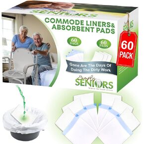 Commode Liners with Absorbent Pads - 100 Bedside Commode Liners & Pads - Portable Toilet Bags for Porta Potty & Camping - No More Days Washing The Bucket of The Commode Chair for Toilet with Arms