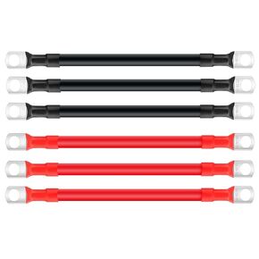 2AWG Battery Cables with Terminals,6PCS Auto Battery Cable with 3/8"" Lugs Terminals Copper Wire,Red and Black Battery Cables Wire ​for Car Marine Solar Motorcycle ATV RV Marine Motorcycle
