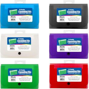 BAZIC 13-Pockets Coupon/Personal Check Size Expanding File for School, Home, or Office Organization (Assorted Colors)