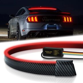 Universal Car Spoiler Light Strip, 50 Inch RGB LED Third Brake Light Bar for Cars Rear Spoiler Lip,Trunk Roof Wing, Carbon Fiber Sequential Light Strip with Turn Signal