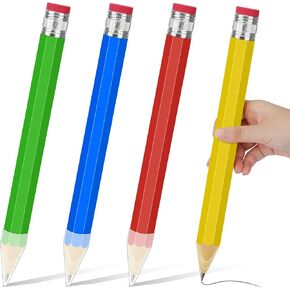 4 Pieces Wooden Giant Pencils 13.5 Inch Jumbo Pencils for Prop Large Multicolor Wooden Pencils Fun Novelty Big Pencils for Students