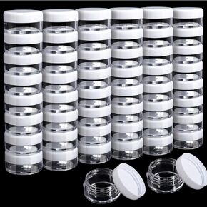 Sample Container, HNYYZL 5 Gram Empty Plastic Cosmetic Pot Jars for Eye Shadow Nails Powder Jewelry Cosmetic Lip Balm Lip Gloss Cream Lotion(10 colors, 100 Pcs)