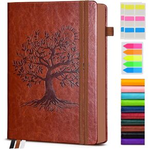Vintage Leather Journal - 300 Page Lined Journal Notebook with Numbered Pages,A5 Notebook for Women Men,Travel Diary,Daily Journal for Writing, Note Taking, School & Work (5.8" x 8.3")
