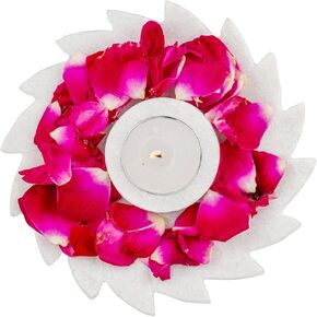 NikkisPride- Stone Marble decor Bowl Floral Marble Bowl Decorative Lotus Flower Lamp White 60Ml, Grey, White (Small)