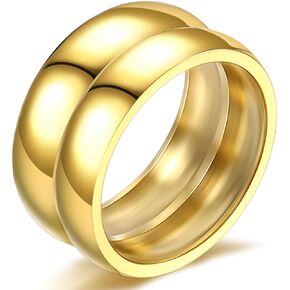 Gold Chunky Statement Stackable, Gold Chunky Rings for Women Men,14k Gold Plated Titanium Simple Bold Dome Ring Minimalist Statement Band Rings
