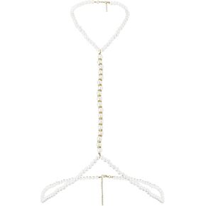 Simple Pearl Chest Chain White Retro Necklace Pearls Body Chain Jewelry for Women