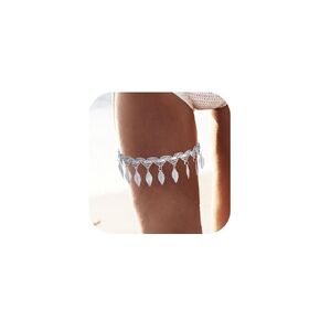 بوهو الذهب سلسلة الفخذ ورقة شرابة الساق سلسلة الهند مرونة الدانتيل هامش تمتد الصيف شاطئ بيكيني الجسم سلسلة الساق للنساء (1 قطعة) (مجموعة C)