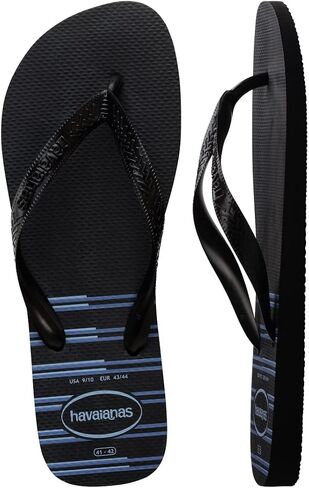 Havaianas Men Top Basic Flip Flops, Men's Summer Sandals, Black/Black/Blue, 9/10W, 7/8M in Saudi Arabia