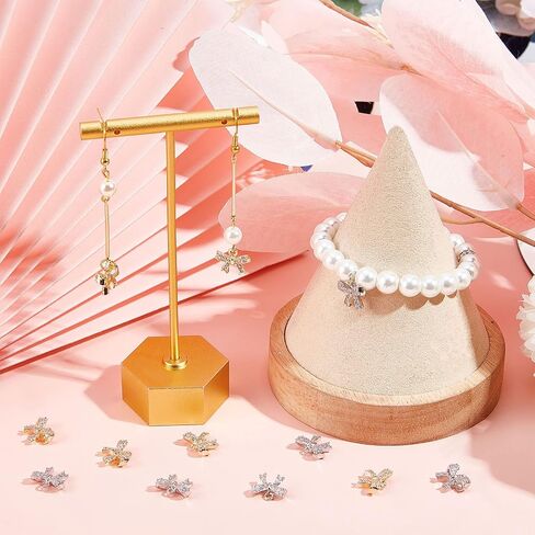 Beebeecraft 1 Box 12Pcs Gold Silver Bowknot Charms Tiny Cubic Zirconia Bow Dangle Pendants Charm with Loop for Jewellery Making 13x10mm in Saudi Arabia