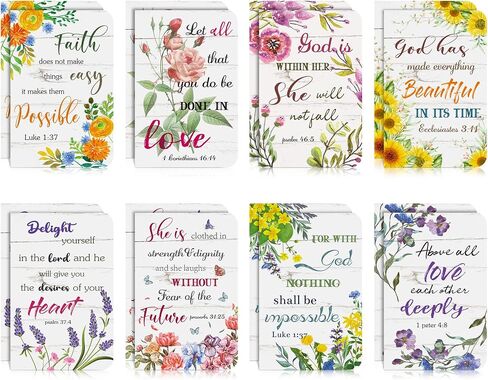 Flower Daily Prayer Faith Journals for Women, Rustic Floral Patterned Bible Verse Notebooks Inspirational Scripture Quotes Pocket Notepads, School Office, 4.9 x 3.1 Inch (Cute Style, 16 Pieces) in Saudi Arabia