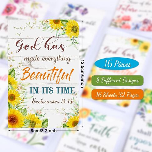 Flower Daily Prayer Faith Journals for Women, Rustic Floral Patterned Bible Verse Notebooks Inspirational Scripture Quotes Pocket Notepads, School Office, 4.9 x 3.1 Inch (Cute Style, 16 Pieces) in Saudi Arabia