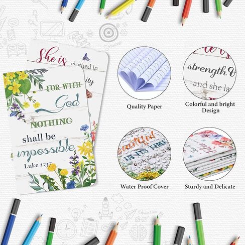 Flower Daily Prayer Faith Journals for Women, Rustic Floral Patterned Bible Verse Notebooks Inspirational Scripture Quotes Pocket Notepads, School Office, 4.9 x 3.1 Inch (Cute Style, 16 Pieces) in Saudi Arabia