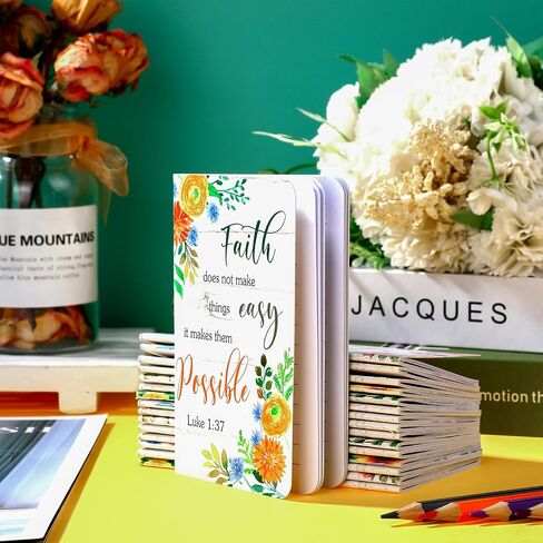Flower Daily Prayer Faith Journals for Women, Rustic Floral Patterned Bible Verse Notebooks Inspirational Scripture Quotes Pocket Notepads, School Office, 4.9 x 3.1 Inch (Cute Style, 16 Pieces) in Saudi Arabia