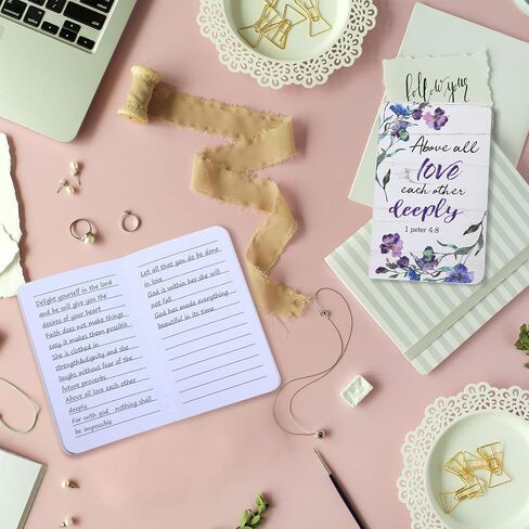Flower Daily Prayer Faith Journals for Women, Rustic Floral Patterned Bible Verse Notebooks Inspirational Scripture Quotes Pocket Notepads, School Office, 4.9 x 3.1 Inch (Cute Style, 16 Pieces) in Saudi Arabia