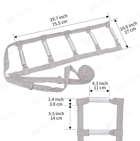 Bed Ladder Assist 160 Inch, Munzong Black Pull Up& Sit Up Assist Device, Assistive Bedside Straps w/ 5 Handle, Portable Rope Beds Ladder Helper for Elderly Senior Injury Handicap Patient Pregnant(4 m) in Kuwait