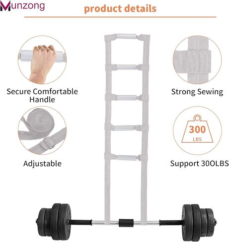Bed Ladder Assist 160 Inch, Munzong Black Pull Up& Sit Up Assist Device, Assistive Bedside Straps w/ 5 Handle, Portable Rope Beds Ladder Helper for Elderly Senior Injury Handicap Patient Pregnant(4 m) in Kuwait
