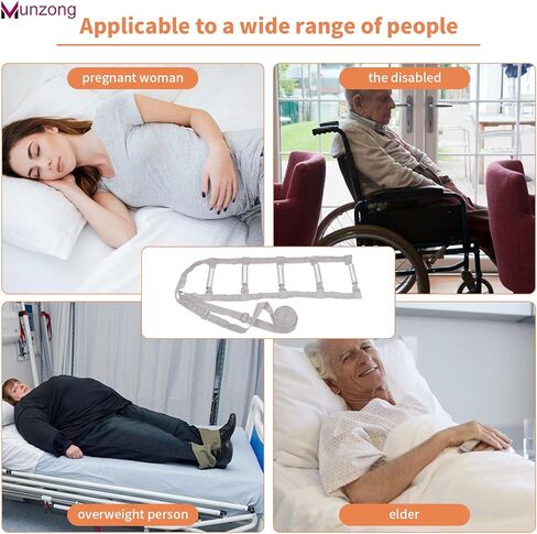 Bed Ladder Assist 160 Inch, Munzong Black Pull Up& Sit Up Assist Device, Assistive Bedside Straps w/ 5 Handle, Portable Rope Beds Ladder Helper for Elderly Senior Injury Handicap Patient Pregnant(4 m) in Kuwait