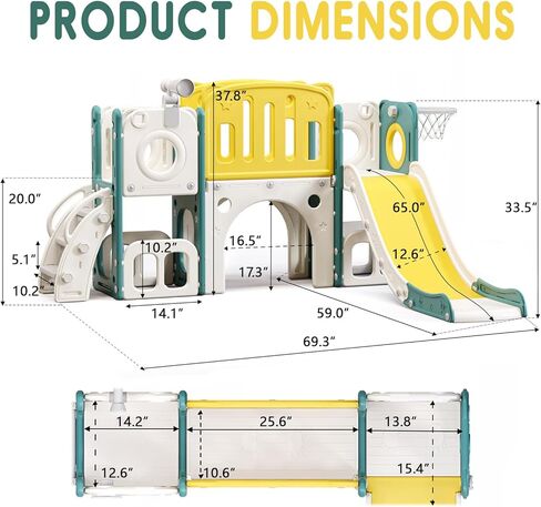 مجموعة شرائح 8 في 1 للأطفال الصغار، شريحة أطفال للأطفال الصغار بعمر 1+، مجموعة لعب منزلق متسلق للأطفال الصغار مع طوق كرة السلة، ملعب داخلي خارجي للأطفال الصغار 1-3 مطورة in Kuwait