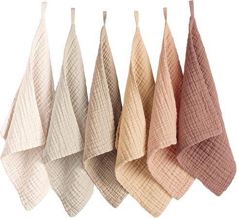 Konssy 6 Pack Face Cloths, Soft Wash Cloth for Washing Face, Cotton Face Towels for Sensitive Skin Women Facial Makeup Remover Reusable Absorbent Washcloths （11 x 11 Inch） in Kuwait