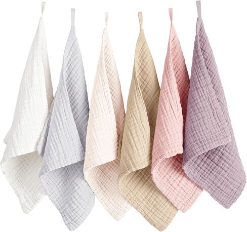 Konssy 6 Pack Face Cloths, Soft Wash Cloth for Washing Face, Cotton Face Towels for Sensitive Skin Women Facial Makeup Remover Reusable Absorbent Washcloths （11 x 11 Inch） in Kuwait