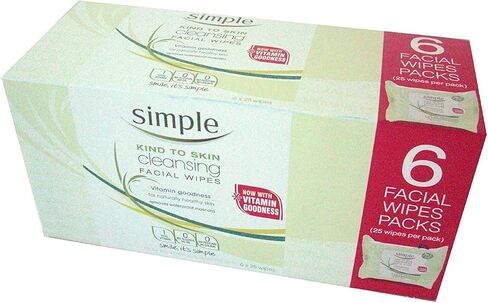 Simple Kind to Skin Facial Wipes, Cleansing 25 ct, Twin Pack in Kuwait