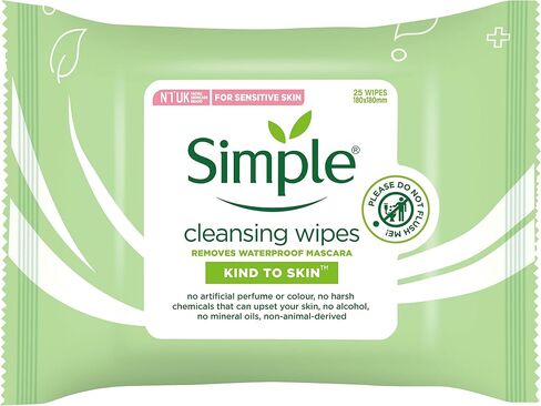 Simple Kind to Skin Facial Wipes, Cleansing 25 ct, Twin Pack in Kuwait