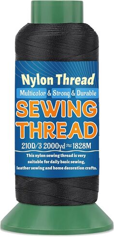 Upholstery Sewing Thread, 2000 Yards Size 210D/3 Strong Nylon Thread for Sewing, Heavy Duty Thread for Weaving Hair, Wig, Beading, Denim, Leather DIY Repairing Crafts in Saudi Arabia