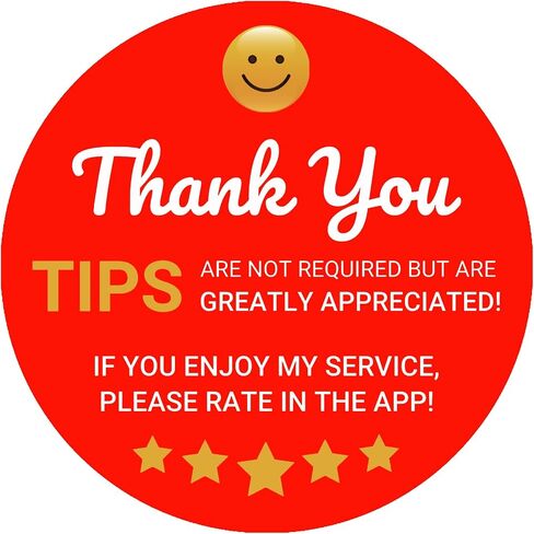 Thank You Tips Rating Stickers Food Delivery Driver Grocery Shopper Delivery Guy Accessories Package Bag Seal Stickers, 2 inch, Roll of 300 Total Labels, Red in Saudi Arabia