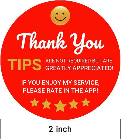 Thank You Tips Rating Stickers Food Delivery Driver Grocery Shopper Delivery Guy Accessories Package Bag Seal Stickers, 2 inch, Roll of 300 Total Labels, Red in Saudi Arabia