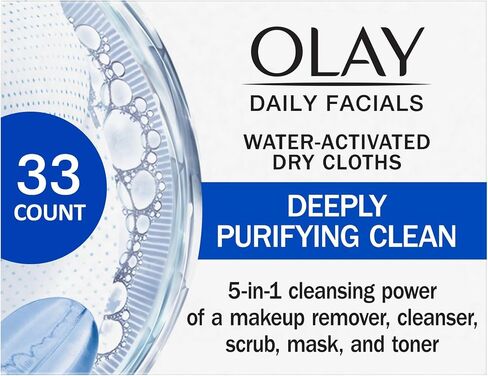 Olay Daily Deeply Clean 4-in-1 Water Activated Cleansing Face Cloths 33ct (Pack of 5) in Saudi Arabia
