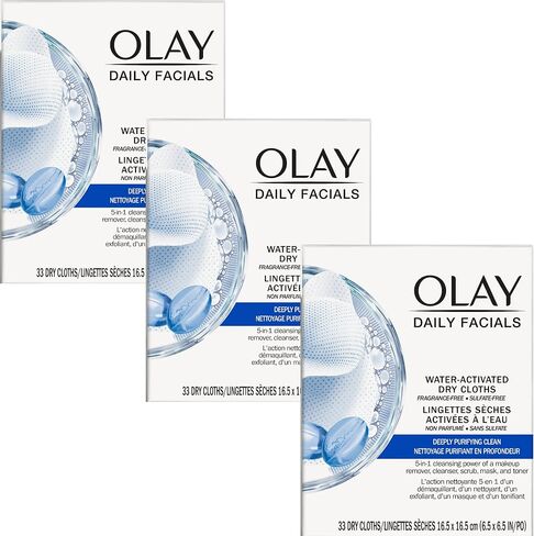 Olay Daily Deeply Clean 4-in-1 Water Activated Cleansing Face Cloths 33ct (Pack of 5) in Saudi Arabia